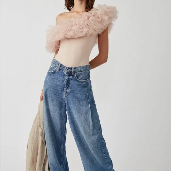 Sale!▪️NWT Free People Big Love Tulle Bodysuit - Dusty Pink - Picture 6 of 11